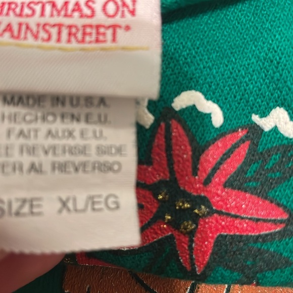 CHRISTMAS ON MAINSTREET Green Sweatshirt w/Bears Bows Flowers Size XL - Picture 9 of 9